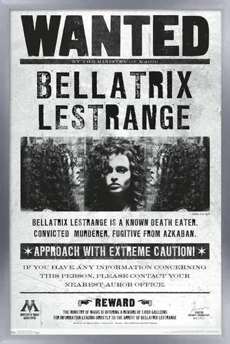 Miniatura 12 de Trends International El mundo mágico: Harry Potter - Póster de Bellatrix Wanted, 14.725" x 22.375", versión con marco de madera tipo granero