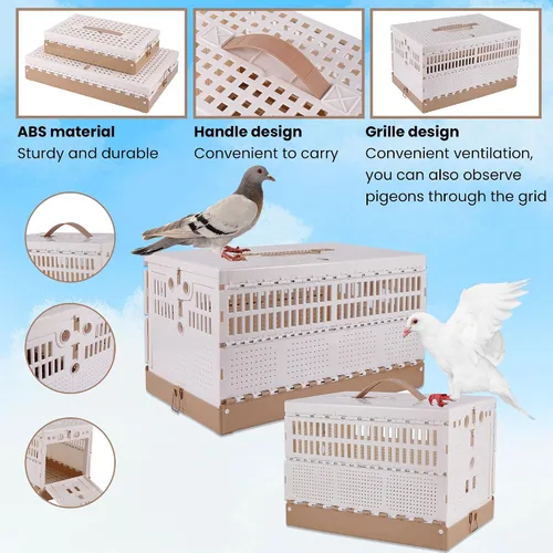 Miniatura 4 de Jaula plegable de plástico para palomas con asa, jaula portátil de viaje para pájaros, jaula de emparejamiento, caja nido de palomas, fácil