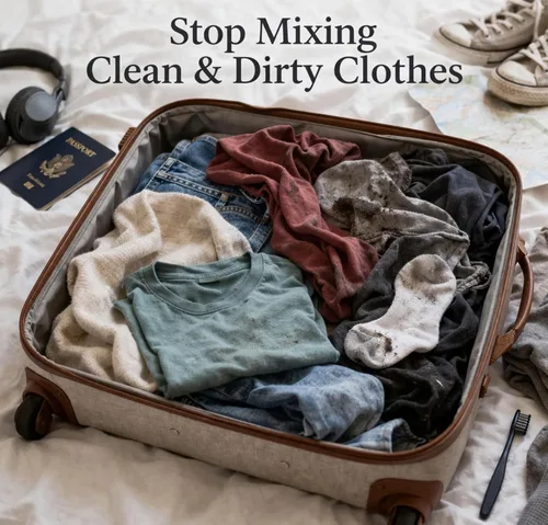 Miniatura 2 de Travel Fanatics Wear Me Wash Me - Bolsa organizadora de ropa sucia y limpia de 2 caras para maleta, equipaje de mano y viajes