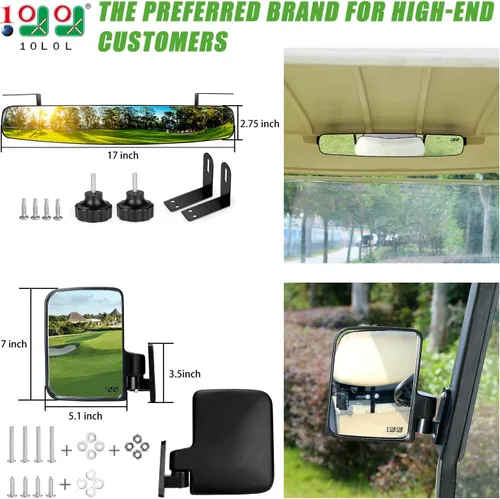 Miniatura 2 de 10L0L Espejos para carrito de golf contienen espejos laterales plegables y espejo retrovisor universal para Yamaha Club Car DS Precedent/EZGO TXT RXV