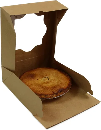 Miniatura 3 de Global Sugar Art Caja de panadería marrón de 8 x 8 x 2.5 pulgadas para tartas, galletas, pasteles, brownies, quiche y todos los productos horneados.