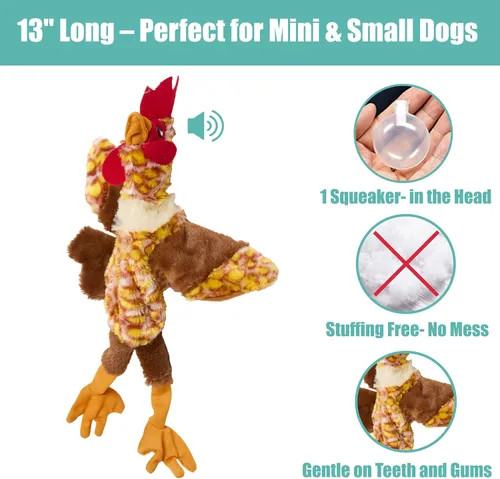 Miniatura 3 de SPOT Skinneeez Pollo de 33 cm de felpa sin relleno con sonido para perros – Juguete masticable suave e interactivo para perros pequeños y medianos