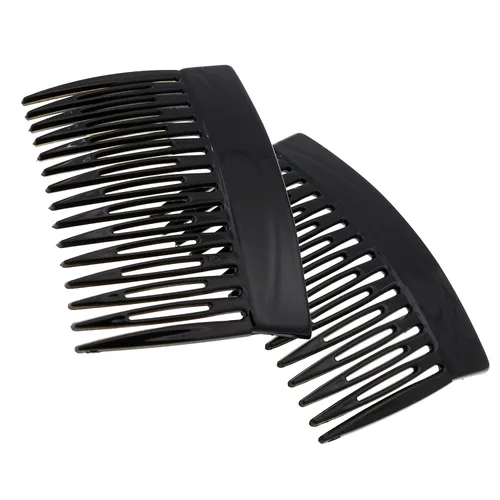 Camila Paris MP877/2 - Peine lateral francés de 3 pulgadas, pequeño, negro, peines de pelo con torsión francesa decorativa, clips de pelo de