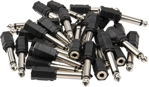 Paquete de 30 conectores mono macho de 0.250 in 1/4 pulgadas a 0.138 in 1/8 pulgadas hembra micrófono de audio profesional adaptador de conector de