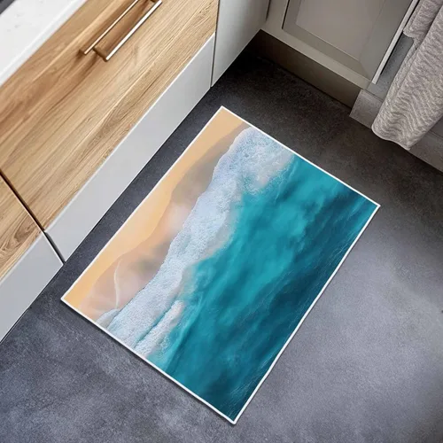 Miniatura 8 de Tapete de baño abstracto del océano, tapete suave para baño, ducha, bañera, cocina, puerta, tapete lavable para dormitorio, lavandería, pasillo