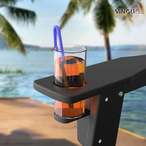 Miniatura 2 de VINGLI Sillas Adirondack de plástico, plegables con soporte para tazas, material de polietileno de alta densidad impermeable, cómoda capacidad
