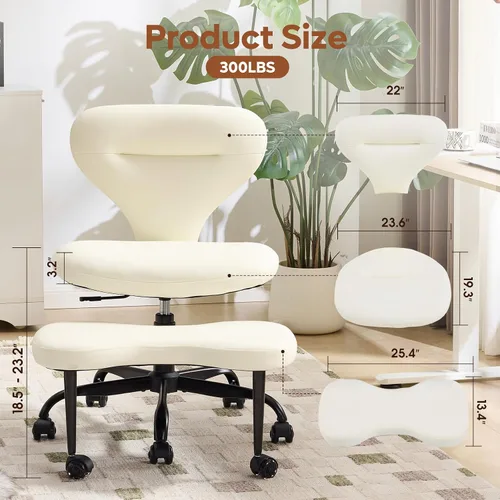 Miniatura 3 de YFO Silla ergonómica de oficina con patas cruzadas y silla de meditación para TDAH con ruedas silenciosas para silla de escritorio de oficina