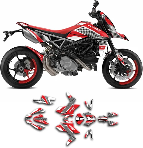 Miniatura 13 de Kit de calcomanías personalizadas para Supermoto Hypermotard 950 Hypermotard950 2019 2020 2021 2022 2023, rojo y blanco, DCTHYP9519N001-B-KO