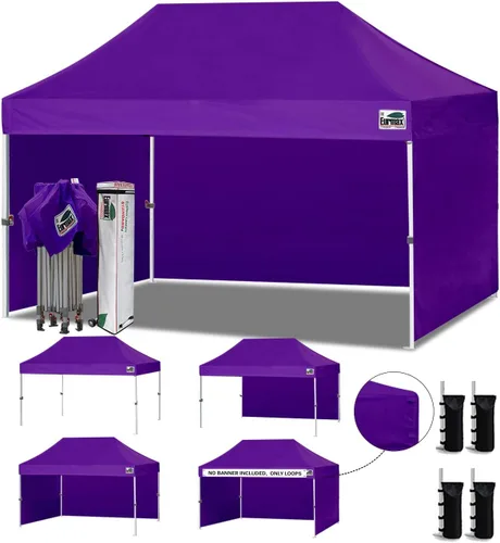 Miniatura 53 de Eurmax Tienda de campaña desplegable de 8 x 8 de Estados Unidos, con bolsa rodante patentada sin puntas, 4 paredes extraíbles con cremallera, toldo