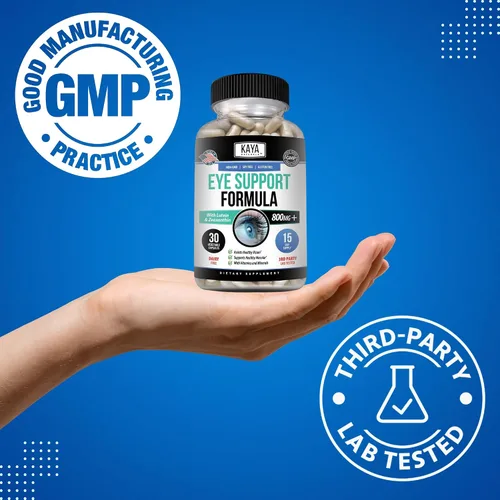 Miniatura 6 de Kaya Naturals Suplemento de salud ocular, luteína y zeaxantina, salud de la visión, apoyo a la fatiga ocular 800 mg Suplemento vitamínico 30 cápsulas