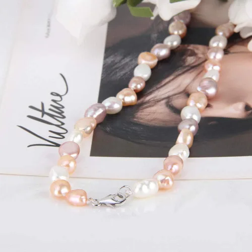 Miniatura 6 de Collar de perlas cultivadas de agua dulce de plata de ley 925 multicolor para collares de perlas para mujer