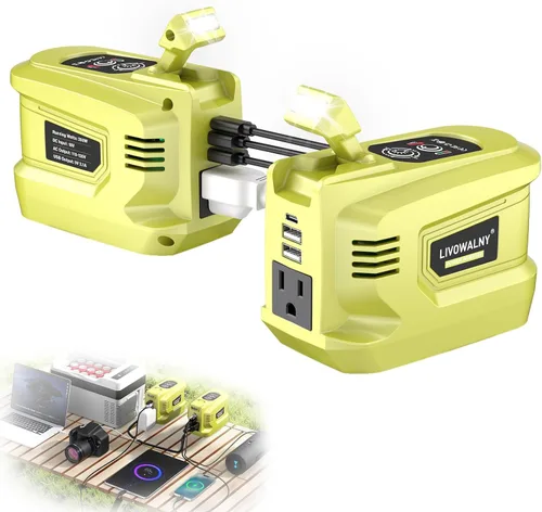 Miniatura 13 de Inversor de potencia real de 200W compatible con Ryobi 18V, inversor de batería DC 18V a AC 110-120V, generador de estación de energía LIVOWALNY