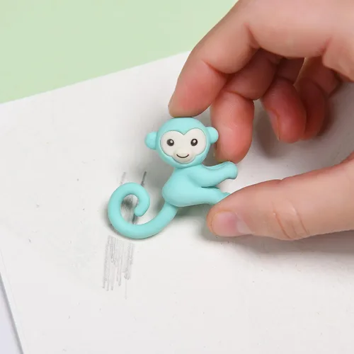 Miniatura 4 de 32 piezas de gomas de borrar y topes de lápiz para niños, gomas de borrar en forma de mono 3D lindas