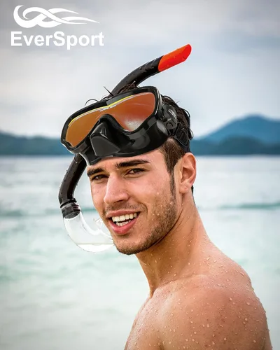 Miniatura 6 de EverSport Gafas de natación para adultos con cubierta para la nariz, máscara de buceo transparente antivaho amplia visión sin borrosidad para Negro