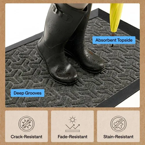 Miniatura 6 de Gorilla Grip WeatherMax - Tapete para todas las estaciones 100% impermeable, 47x35 pulgadas, goma natural duradera, resistente a manchas y Pizarra