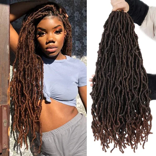 Miniatura 10 de Youngther Cabello sintético de ganchillo de 24 pulgadas, 6 unidades, 84 soportes, extensibles, cabello de ganchillo suave de diosa, cabello 1b
