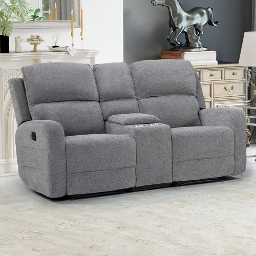 Miniatura 10 de EBELLO Juego de sofá reclinable manual para sala de estar, sofá reclinable de tela suave para sala de reuniones, respaldo y apoyabrazos acolchados
