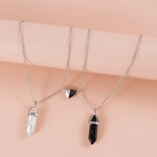 Miniatura 15 de Collar magnético de corazón dividido a juego para parejas, colgante de atracción mutua de cristal, regalo de joyería de amistad para mejores amigos