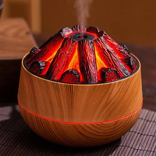 Miniatura 2 de Humidificador simulado de fuego de carbono de gran capacidad para oficina, diseño de fuego de carbón de leña USB, humidificador de escritorio