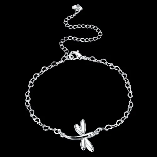 Miniatura 3 de Yuren Pulsera de tobillo ajustable de libélula para mujer, bañada en plata, sandalia descalza, cadena para, Chapado en plata