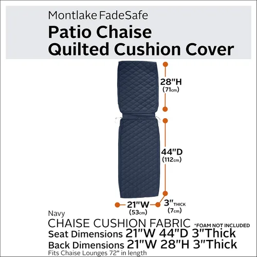 Miniatura 2 de Classic Accessories Montlake FadeSafe FadeSafe - Funda de cojín rectangular acolchada para patio, resistente al agua, 72 x 21 x 3 pulgadas, azul