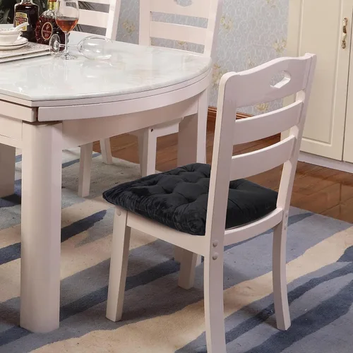 Miniatura 7 de Paquete de 4 cojines para sillas de comedor, oficina, cocina, 19 x 19 pulgadas, cojines para sillas y cojines cómodos con lazos (terciopelo negro)