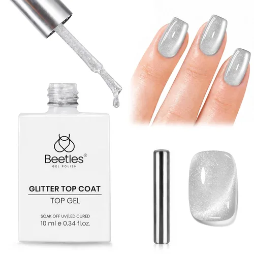 Miniatura 11 de Beetles 2 Piezas Juego de Base y Capa Superior de Gel Libre de Hema Sin Limpieza, Fórmula Suave Mejorada Capa Superior Brillante Esmalte de Uñas