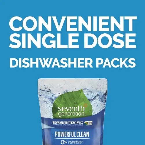 Miniatura 5 de Seventh Generation Paquetes de detergente para lavavajillas, libre y transparente, 90 paquetes con detergente concentrado para ropa, libre