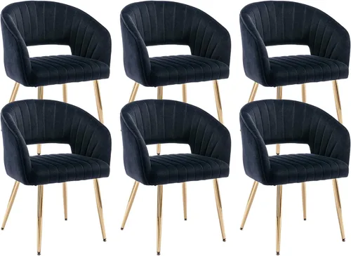 Miniatura 9 de KCC Juego de 2 Sillas de Comedor de Acento Moderno, Sillas de Comedor Tapizadas en Terciopelo con Respaldo Hueco, Sillas de Cocina Acolchadas Sillas