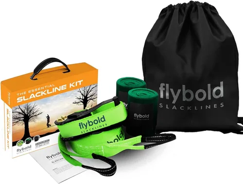 Flybold Kit de eslingas de 17.4m - Eslingas para el patio trasero para niños y adultos con protectores de árboles, bolsa de transporte y broche -