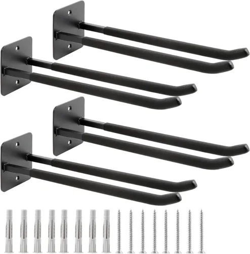 Miniatura 11 de Sinoer Ganchos de garaje dobles resistentes de 12.44 pulgadas para montaje en pared, organizador de herramientas para escaleras, bicicletas