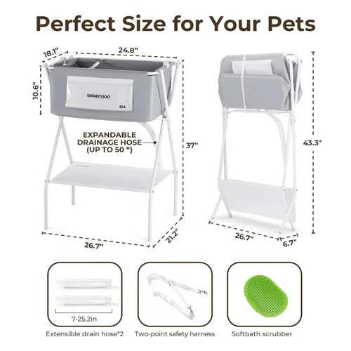 Miniatura 7 de Bañera para Perros Estación de Lavado de Perros con Cepillo para Perros Pequeños y Medianos, Gatos, Bañera B4 Plegable para Perros para Baño y Aseo