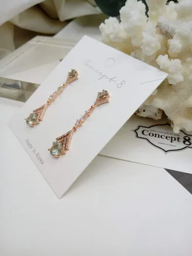 Miniatura 5 de Cconcept8 - Aretes largos hipoalergénicos y sin Nikel con zircornia, poste de plata de ley 925 para wamen