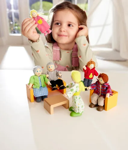 Miniatura 2 de Hape Juego familiar de muñecas caucasianas para casa de muñecas para niños