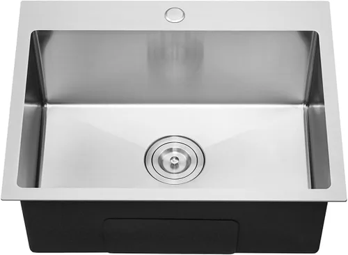 Miniatura 9 de Fregadero de cocina cepillado de 18 x 18 pulgadas, acero inoxidable 304, con ranura de drenaje en forma de X, fregadero de barra profunda de 6