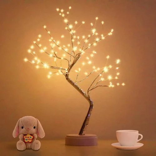 OTAVILEM - Lámpara de mesa LED en forma de árbol bonsái, lámparas estéticas en forma de árbol para sala de estar, bonita luz nocturna, funciona con