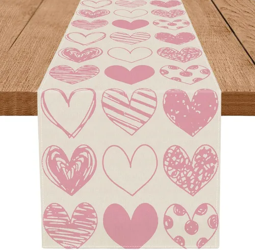 GPGHE Camino de mesa para el día de San Valentín, corazón rosa, decoración del día de San Valentín, 13 x 72 pulgadas, día de la madre, aniversario,
