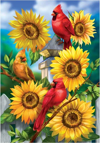 KEUASDV Kits de Pintura de Diamantes para Adultos, Cardenales y Girasoles 5D Kits de Arte de Diamantes DIY Taladro Completo Puntos de Diamantes para