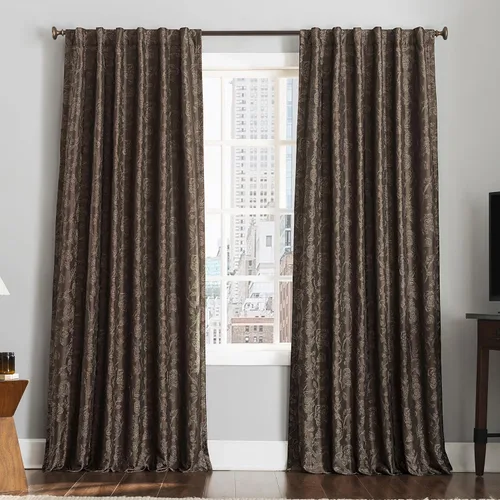 Sun Zero Brookhaven - Juego de 2 paneles de cortinas plisadas bordadas con aspecto floral 100 % opaco, con pestaña trasera, 50 x 84 pulgadas, color