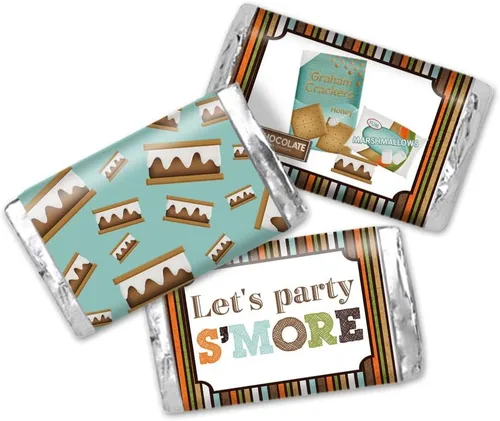 S'more Fun With Friends S'mores - Mini envoltorios de calcomanías de chocolate para niños, 45 etiquetas envolventes de 1.4 x 2.6 pulgadas por