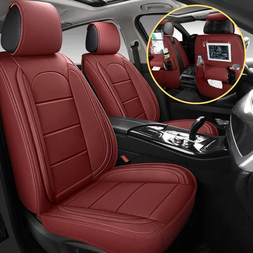 Miniatura 2 de AOOG - Fundas de cuero para asiento de automóvil con organizador de asiento trasero de automóvil, universal para vehículos automotores, la mayoría