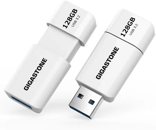 GIGASTONE Unidad flash Z60 de 128 GB (paquete de 2) USB 3.2 Gen 1, 120 MB/s ultra rápido, diseño deslizante retráctil sin tapa, almacenamiento de