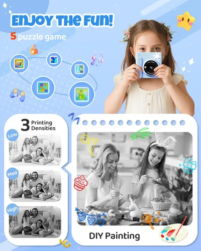 Miniatura 5 de TIATUA Cámara de Impresión Instantánea para Niños, Regalos de Navidad y Cumpleaños para Niñas y Niños, Cámara Digital de Video HD 1080P para Niños