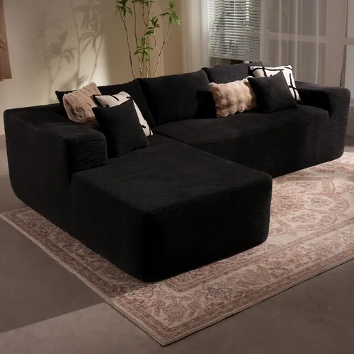 Miniatura 15 de 106" Cloud Boneless Couch with Chaise, L-Shape Deep Seat Sectional Couches, No Assembly Required, Convertible Modular Sleeper Sofa Bed, Living Room