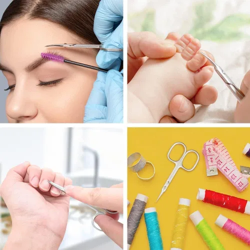 Miniatura 3 de AOMIG Tijeras de cutícula para uñas, 2 piezas afiladas curvadas multiusos de acero inoxidable tijeras de belleza cortador de manicura para uñas