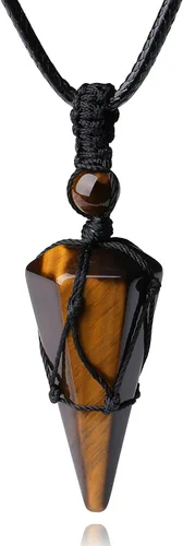 XIANNVXI collar de piedras preciosas de cristal curativo con colgante de pirámide y cadena ajustable, joyería de cuarzo natural reiki para hombres y