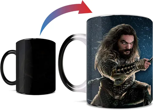 Morphing Mugs DC Comics – Logotipo de Aquaman – Liga de la Justicia – Una taza de cerámica sensible al calor que cambia de color – Imagen revelada