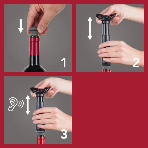Miniatura 5 de Vacu Vin Concierto para guardar vino con 4 tapones de vacío - Bomba preservadora de vino premium - sello hermético mantiene el vino fresco durante