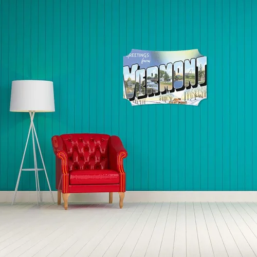 Miniatura 3 de Fastasticdeals Horizontal Home Decor Wall Sign Greeting from Vermont Houses Art Picture Frame Berlin Shape 12x8Inches