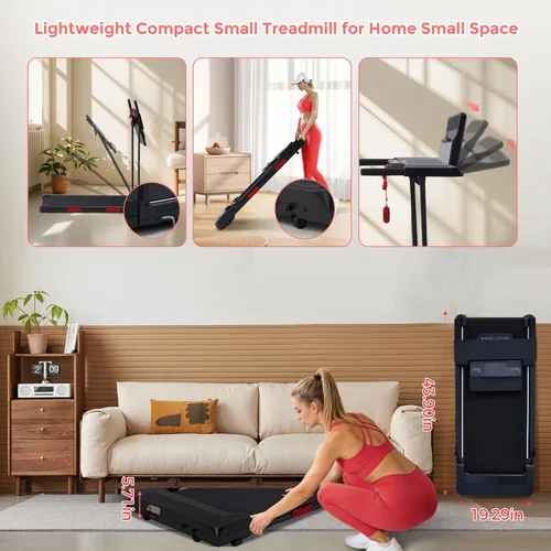 Miniatura 8 de Walking Pad with Handle Bar, 3.5HP Electric Portable Walking Pad Treadmill with Handles, 0.6-10MPH Running Treadmill with Handles for Home Small